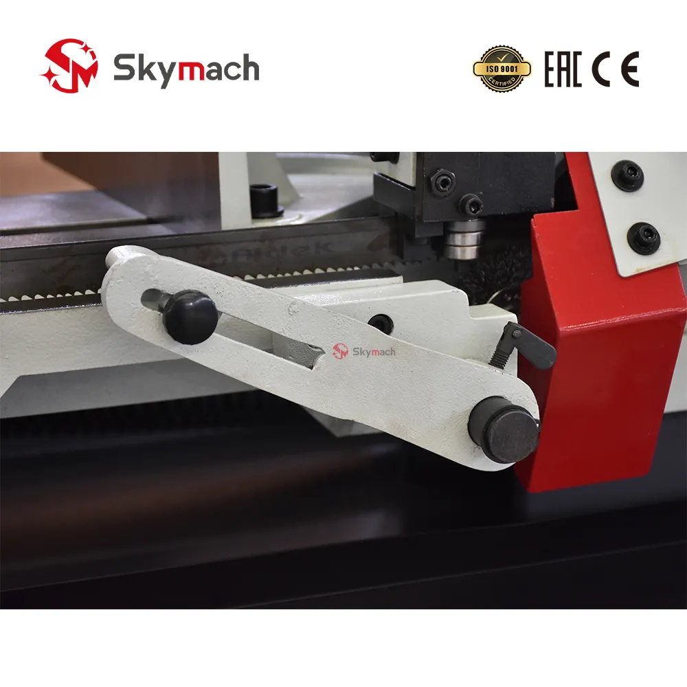 Adjustable Material Length Stop & Ball-Bearing Blade Guide Arm
